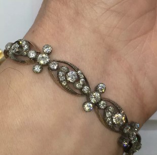  victorian silv top diamond bracelet Nobel Antique jewelry Store, Santa Monica. Made in America.